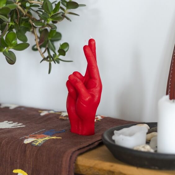 Crossed Fingers candela Candle Hand - Agof Store