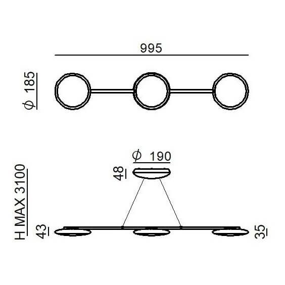 Sinfonia Vivaldi 3 Lampada a sospensione Linea Light - Agof Store