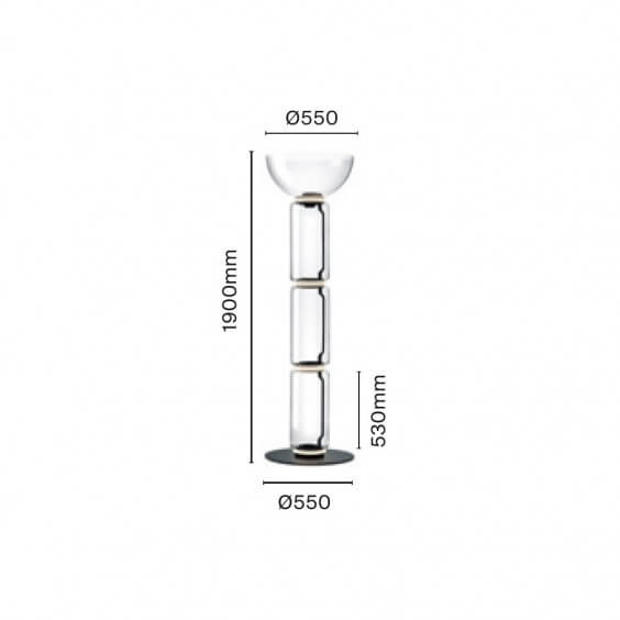 Flos Noctambule 3 High Cylinders & Bowl Big Base Floor Lamp - Agof Store